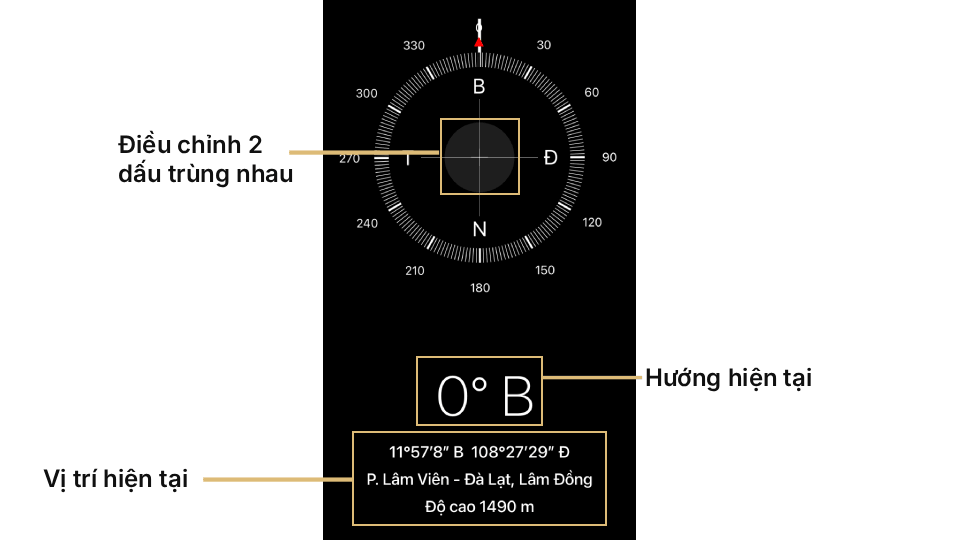 xac dinh huong bang dien thoai iphone 14293